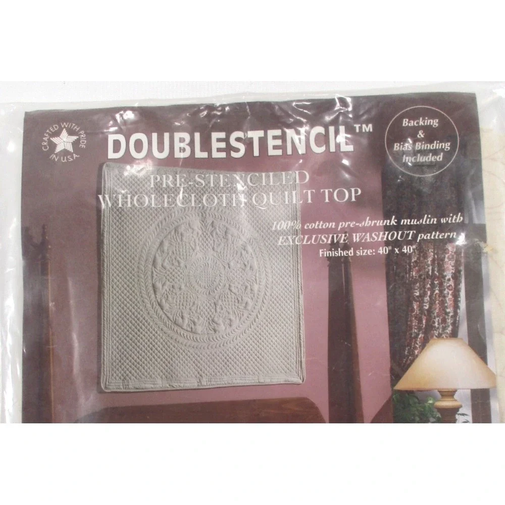 Spartex Double Stencil Pre-Stenciled Quilt Top‎ Backing 40x40 NEW Sealed 507-DS